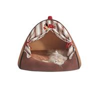 Galatée Maison pour Chat, Lit Igloo pour Chat Chaud Et Confortable, Lit pour Animaux De Compagnie Amovible Et Lavable, Nid pour Chien Mignon avec Coussin Amovible(L, Marron)