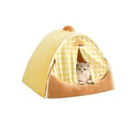 Galatée Maison pour Chat, Lit Igloo pour Chat Chaud Et Confortable, Lit pour Animaux De Compagnie Amovible Et Lavable, Nid pour Chien Mignon avec Coussin Amovible(M, Jaune)