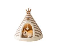 Galatée Niche pour Chat, Adorable Niche Igloo pour Chien avec Coussin Amovible, Tipi Triangulaire Confortable, Nid Douillet pour Animal De Compagnie, Sommeil Amélioré(XL, Marron)