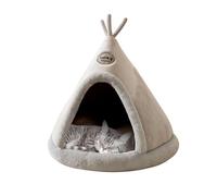Galatée Niche pour chat, confortable Tipi pour chats triangulaires, niche et lit pour chats de vacances pour animaux de compagnie, tente de camping confortable et chaude pour chiens et chats (L, gris)