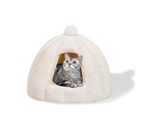 Galatée Lit De Grotte pour Chat, Lit De Coussin De Chat Lavable, Lit pour Animal De Compagnie avec Coussin Intérieur Lavable Amovible, Igloo De Chat en Peluche Doux Et Confortable(S, Blanche)