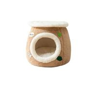 Galatée Niche pour Chat, Lit en Peluche Ultra Doux avec Dessous Antidérapant, Niche pour Chien Au Design Mignon Et Dessin Animé, Nid Spacieux, Tipi pour Chat Chaud Et Confortable(L, Marron)
