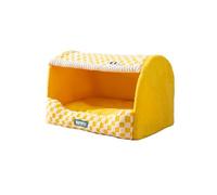 Galatée Niche pour Chat, Lit pour Chien Mignon, Lit Pliable Et Moelleux pour Chat avec Coussin Amovible, Nid pour Animal avec Fond Antidérapant, Tente Confortable pour Chien(M, Jaune)