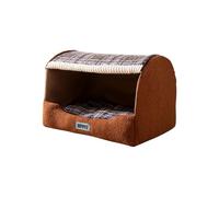 Galatée Niche pour Chat, Lit pour Chien Mignon, Lit Pliable Et Moelleux pour Chat avec Coussin Amovible, Nid pour Animal avec Fond Antidérapant, Tente Confortable pour Chien(L, Marron Foncé)