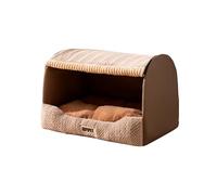 Galatée Niche pour Chat, Lit pour Chien Mignon, Lit Pliable Et Moelleux pour Chat avec Coussin Amovible, Nid pour Animal avec Fond Antidérapant, Tente Confortable pour Chien(M, Marron Clair)