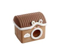 Galatée Niche pour Chat, Lit Troglodyte Mignon Et Dessin Animé, Refuge Chaleureux pour Animaux, Tente Douce pour Animaux avec Coussin Amovible, Panier Confortable pour Chien(L, Marron)