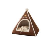 Galatée Niche pour Chat, Maison pour Chat De Dessin Animé, Tipi pour Animal De Compagnie Chaud Et Confortable, Nid pour Animal De Compagnie avec Coussin Lavable, Igloo pour Chien Mignon(M, Marron)