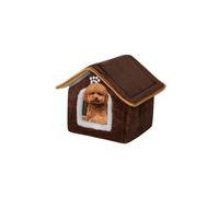 Galatée Niche pour Chien, Lit d'Intérieur Chaud Et Confortable pour Chat, Peluche Lavable Chien Mignon Chat Igloo, Maison Confortable pour Animal De Compagnie pour Chiot, Chaton, Lapin(L, Marron)
