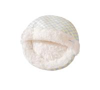 Galatée Panier pour Chat, Panier Rond Lavable, Abri Confortable Et Durable pour Animaux De Compagnie avec Fond Antidérapant, Coussin Doux en Peluche pour Chien(L, Plaid Bleu)