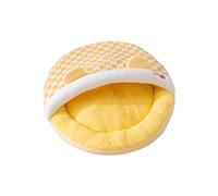 Galatée Panier pour Chat, Panier Rond Lavable, Abri Confortable Et Durable pour Animaux De Compagnie avec Fond Antidérapant, Coussin Doux en Peluche pour Chien(M, Plaid Jaune)
