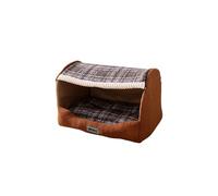 Galatée Panier pour Chien, Niche Lavable Et Pliable, Douce Et Confortable, avec Coussin Amovible, Jolie Niche pour Chat, Nid pour Animaux De Compagnie avec Fond Antidérapant(L, Brun Foncé)