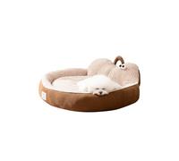 Galatée Panier Rond en Forme De Donut pour Chat, Coussin Lavable De Luxe pour Chien, Canapé Moelleux pour Chien, Nid pour Animal avec Dessous Antidérapant(M, Marron)