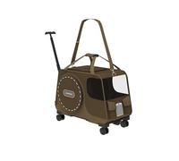 Galatée Poussette pour Animaux, Sac De Voyage pour Chien avec roulettes Amovibles, Sac pour Chat avec Fenêtres d'Aération en Filet, Sac pour Chien Pliable pour Le Camping en Plein Air(Brun)