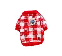 Galatée Pull pour Animaux De Compagnie, Pull Chaud pour Chien Chat, Vêtements Chauds pour Chien Et Chat d'hiver, Manteau pour Animaux De Compagnie Confortable（S, Plaid Rouge