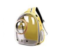 Galatée Sac à Dos pour Chat et Chien en Plein Air, Transparent, Capsule Spatiale Ventilée (Jaune, Couverture Transparente)