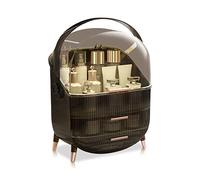 Galatée Série RétroGrande Capacité Anti-Poussière Bouteille Haute Organisateur Maquillage Bureau Tiroirs Rangement de Bijoux en Plastique Boîte de Rangement de Cosmétiques Conteneur - Gris rétro