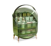 Galatée Série RétroGrande Capacité Anti-Poussière Bouteille Haute Organisateur Maquillage Bureau Tiroirs Rangement de Bijoux en Plastique Boîte de Rangement de Cosmétiques Conteneur - Vert rétro