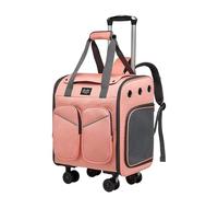 Galatée Valise à roulettes pour Animaux De Compagnie, en Maille Polyester, avec Roues Pivotantes Freinées Et Amortisseurs, Poignée Antidérapante（Rose）