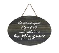 Galates 1:15 Décoration murale en bois avec inscription « He Set Me Apart Before Birth And Called Me by His Grace » - Décoration murale rustique en bois - 15,2 x 25,4 cm