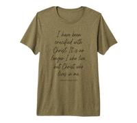 Galates 2:20 with Christ Bible Verse Écriture Faith Pray T-Shirt Haut de Gamme