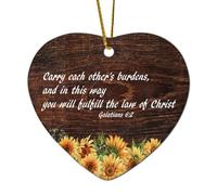 Galates 6:2 Carry Each Other's Burdens And in This Way You Will Fulfill The Law of Christ Heart Décoration de Noël en céramique pour sapin de Noël Hiver Nouvel An Vacances Souvenir Cadeau pour Noël