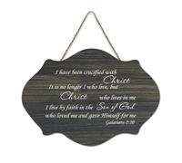 Galatians 2:20 I Have Been Crucified with Christ, It Is No Longer I Who Live But Christ Who Lives in Wood Panneau de 15,2 x 25,4 cm Décoration murale en bois pour porte d'entrée, salon, cuisine