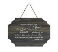 Galatians 2:20 I Have Been Crucified with Christ, It Is No Longer I Who Live But Christ Who Lives in Rustic Wood Panneau de bienvenue pour porte d'entrée de porche salle de classe Coffee Club Panneau