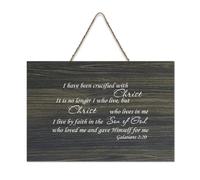 Galatians 2:20 I Have Been Crucified with Christ, It Is No Longer I Who Live But Christ Who Lives in Rustic Wood Sign Décoration murale en bois pour salon, chambre à coucher, porte, fenêtre, maison