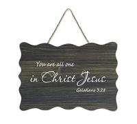 Galatians 3:28 Panneau en bois rustique avec citation You Are All One in Christ Jesus - Décoration murale pour salon, chambre à coucher, porte, fenêtre, maison, pendaison de crémaillère - 15,2 x 25,4