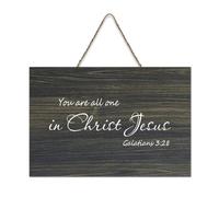 Galatians 3:28 Plaque murale imprimée en bois rustique avec citations « You Are All One in Christ Jesus » - Décoration d'intérieur moderne - 15,2 x 25,4 cm