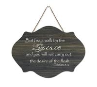 Galatians 5:16 But I Say, Walk in The Spirit And You Will Not Carry Out The Desire of The Flesh Panneau de bienvenue en bois rustique pour porte d'entrée, porche, mur, école, salle de classe, club de