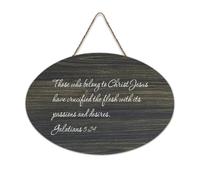 Galatians 5:24 Those Who Belong to Christ Jesus Have Crucified Panneau en bois 15,2 x 25,4 cm Décoration murale rustique à suspendre pour porte d'entrée, salon, cuisine