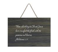 Galatians 5:24 Those Who Belong to Christ Jesus Have Crucified Panneau en bois 15,2 x 25,4 cm Décoration murale rustique à suspendre pour porte d'entrée, salon, cuisine