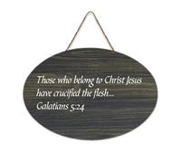 Galatians 5:24 Those Who Belong to Christ Jesus Have Crucified The Flesh Wood Sign 15,2 x 25,4 cm Décoration murale à suspendre pour porte d'entrée, salon, cuisine