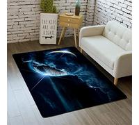 Galaxie Chouette Planète 3D Tapis de Salon PVC Antidérapant Univers Star Tapis de Chambre Garçons Filles Adolescents Gaming Bleu Noir Violet Lavable Tapis pour Enfants (Galaxie 2,50 x 80 cm)