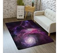 Galaxie Chouette Planète 3D Tapis de Salon PVC Antidérapant Univers Star Tapis de Chambre Garçons Filles Adolescents Gaming Bleu Noir Violet Lavable Tapis pour Enfants (Galaxie 1,120 x 180 cm)