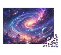 Galaxie Espace Planète 1000pcs pour Famille Mini Puzzle Relaxant | 38x26cm Carton Décor De Chambre Coupe Précise Cadeau D'anniversaire Activité De Groupe