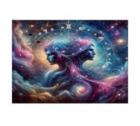 Galaxie Gémeaux Zodiaque 1000 Pièces Mini Puzzle pour Adultes Difficile | 52x38cm Carton Décoration Salon Coupe Précise Cadeau Anniversaire Relaxation