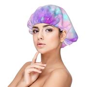 Galaxie marbrée rose violet,Bonnet de nuit en satin pour adulte - Bonnet de nuit élastique pour femme, couvre-cheveux de nuit