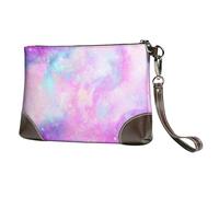 Galaxie marbrée Rose Violet,Sacs à Main en Cuir PU pour Femmes, Pochette à Fermeture éclair, Portefeuille, Sac à Main avec dragonne