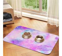Galaxie marbrée Rose Violet,Tapis d'alimentation pour Animaux de Compagnie, Sets de Table en Cuir PU pour Chats et Chiens,30x45cm