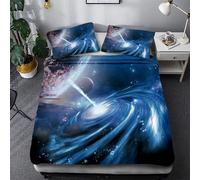 Galaxie Plan¿¿Te Ext¿¿Rieur Espace Univers Vortex Myst¿¿Rieux Noir Trou Planet Track Constellation Bleu Violet Parure De Lit Personnes Housse De Couette Avec Taie D'oreiller X Cm (E,