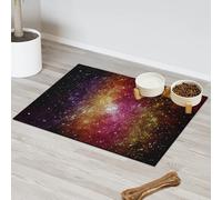 Galaxy And Stars Planet Tapis d'alimentation pour chat et chien Tapis d'alimentation pour gamelle d'eau Motif étoiles nébuleuse Tapis d'alimentation absorbant Nti-Slip Contiennent les déversements