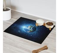 Galaxy And Sun Earth Tapis d'alimentation pour chat et chien Tapis d'alimentation pour animal domestique Imprimé Terre Tapis d'alimentation absorbant Nti-Slip Contain Spills Protège les sols Set de