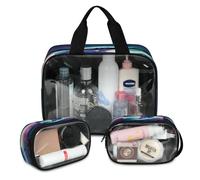 Galaxy Aurora - Lot de 3 grandes trousses de maquillage de voyage translucides pour homme et femme, motif ours polaire, couleur, L, Trousse de maquillage