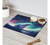 Galaxy Aurora Tapis d'alimentation pour chat et chien Motif ours polaire 43,1 x 76,2 cm