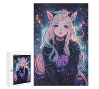 Galaxy Cat Girl Art Print Puzzle 1000 Pièces Educa Jouet en Bois Cadeau Unique Décoration Intérieure Jeu Éducatif Challenge Toy Adultes Et Enfants À Partir De 14 Ans 1000 PCS