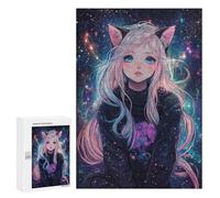 Galaxy Cat Girl Art Print Puzzle 300 Pièces Educa Jouet en Bois Cadeau Unique Décoration Intérieure Jeu Éducatif Challenge Toy Adultes Et Enfants À Partir De 14 Ans 300 PCS