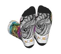 Galaxy Chaussettes de sport mi-mollet contrastées pour homme et femme Coupe décontractée, Avantage du cerveau gauche et droit, Taille unique