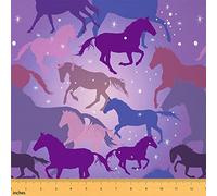 Galaxy Cheval Tissus Dreamy horses Universe stars Tissus 92x150cm pour Chaises, Cheval lover Outer Space Tissus Canapé pour la décoration et les projets de bricolage à domicile, bleu violet